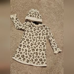 Girls toddler leopard dress with matching hat size 18 months
